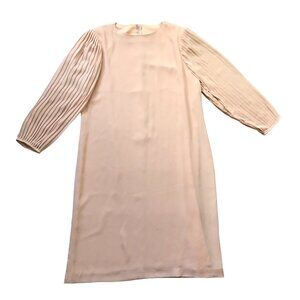 Miss Elliette Pleated Sleeve Shift Dress Vintage 1980's Midi Chiffon Size 16